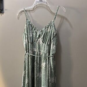 Floral Green Spaghetti Strap Dress